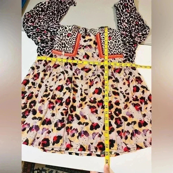 Anthropologie Bl-nk Joelle Leopard Peasant Blouse Size XS NWT - Picture 6 of 15